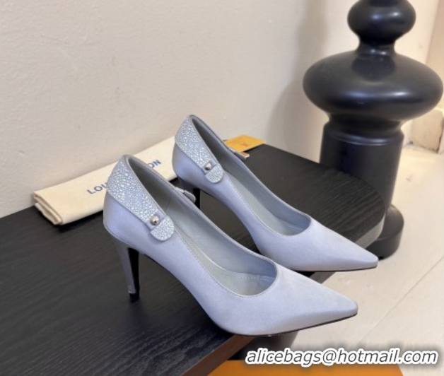 Top Grade Louis Vuitton Legacy Pumps 9cm in Satin and Strass Grey 6010707 2026