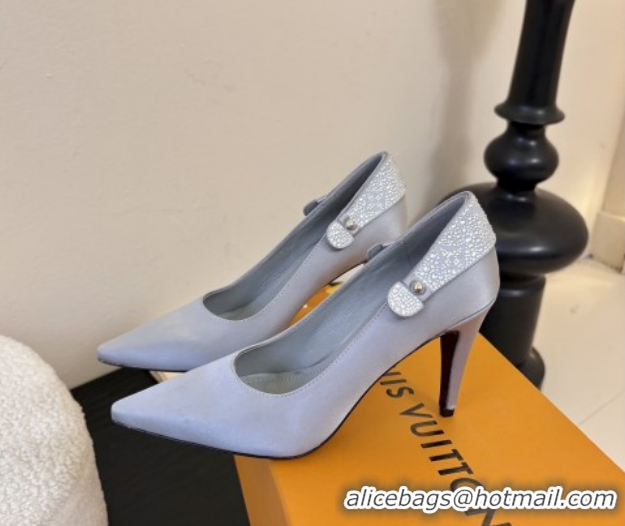 Top Grade Louis Vuitton Legacy Pumps 9cm in Satin and Strass Grey 6010707 2026