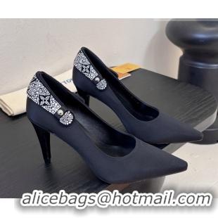 Luxury Louis Vuitton Legacy Pumps 9cm in Satin and Strass Black 6010708 2026