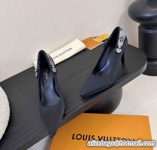 Luxury Louis Vuitton Legacy Pumps 9cm in Satin and Strass Black 6010708 2026