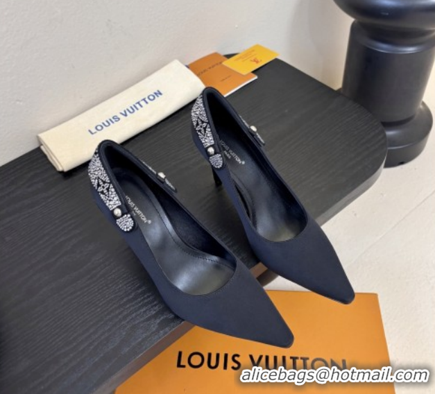 Luxury Louis Vuitton Legacy Pumps 9cm in Satin and Strass Black 6010708 2026