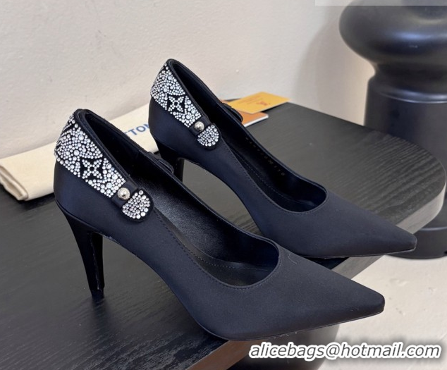 Luxury Louis Vuitton Legacy Pumps 9cm in Satin and Strass Black 6010708 2026