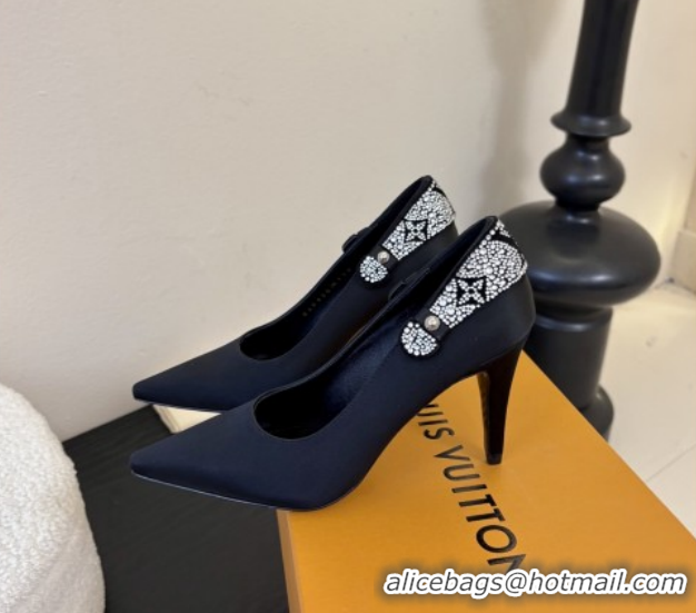 Luxury Louis Vuitton Legacy Pumps 9cm in Satin and Strass Black 6010708 2026