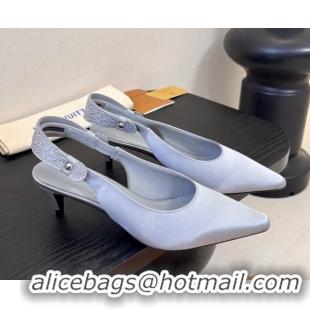 Luxurious Louis Vuitton Legacy Slingbacks Pump 5.5cm in Satin and Strass 1AHLCZ Grey 2026