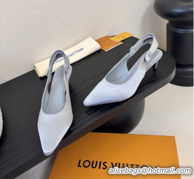 Luxurious Louis Vuitton Legacy Slingbacks Pump 5.5cm in Satin and Strass 1AHLCZ Grey 2026