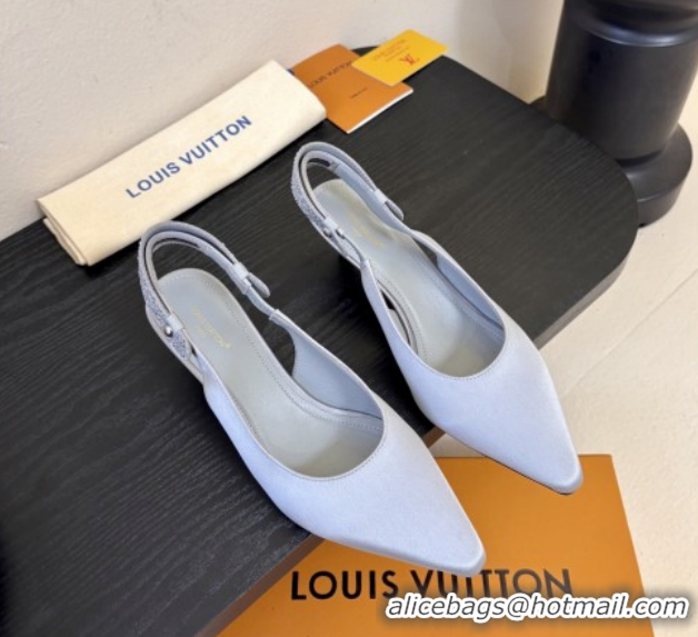 Luxurious Louis Vuitton Legacy Slingbacks Pump 5.5cm in Satin and Strass 1AHLCZ Grey 2026