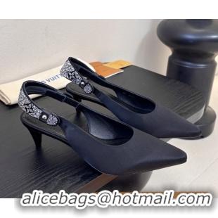 Popular Style Louis Vuitton Legacy Slingbacks Pump 5.5cm in Satin and Strass 1AHLCZ Black 2026