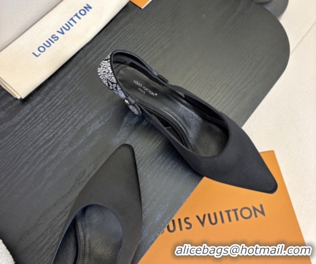 Popular Style Louis Vuitton Legacy Slingbacks Pump 5.5cm in Satin and Strass 1AHLCZ Black 2026