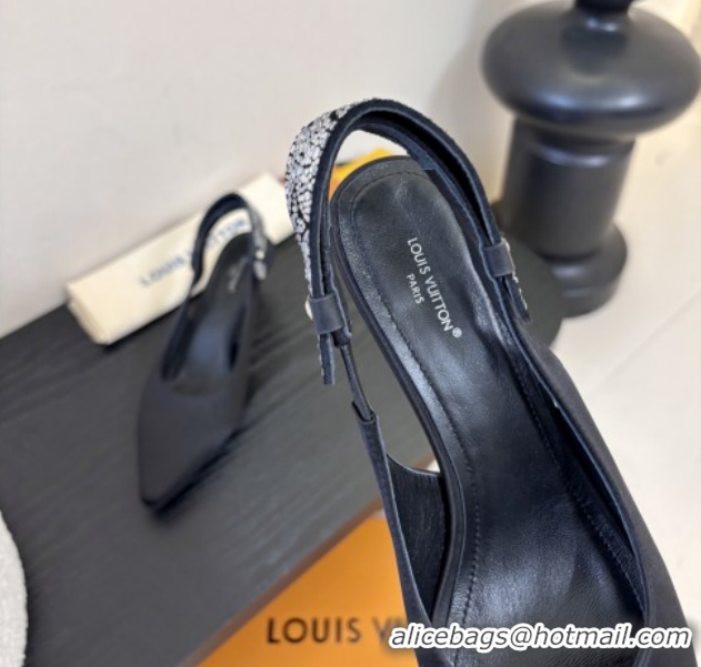Popular Style Louis Vuitton Legacy Slingbacks Pump 5.5cm in Satin and Strass 1AHLCZ Black 2026