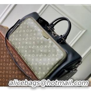 Best Price Louis Vuitton Men's Keepall Bandoulière 50 Bag in Green Monogram Surplus Canvas and Black Leather M12690 2026