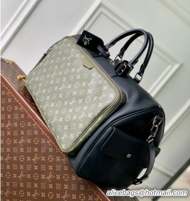 Best Price Louis Vuitton Men's Keepall Bandoulière 50 Bag in Green Monogram Surplus Canvas and Black Leather M12690 2026