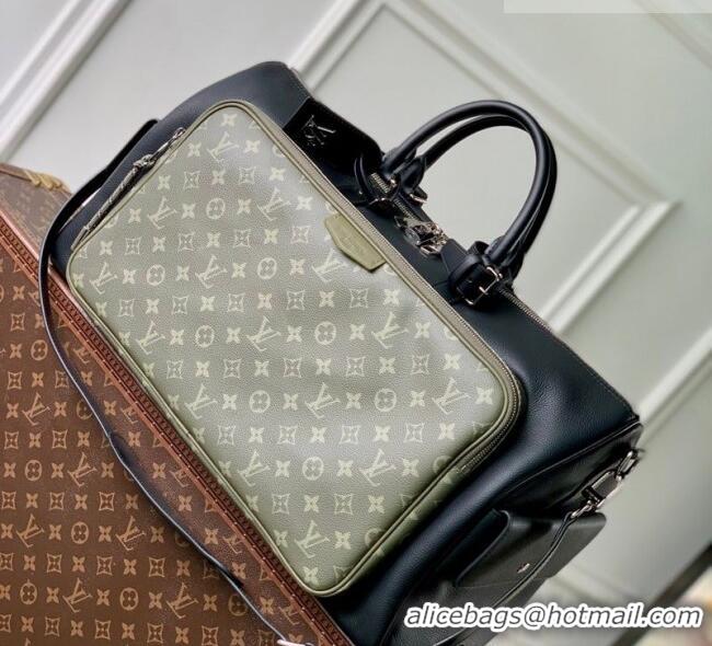 Best Price Louis Vuitton Men's Keepall Bandoulière 50 Bag in Green Monogram Surplus Canvas and Black Leather M12690 2026