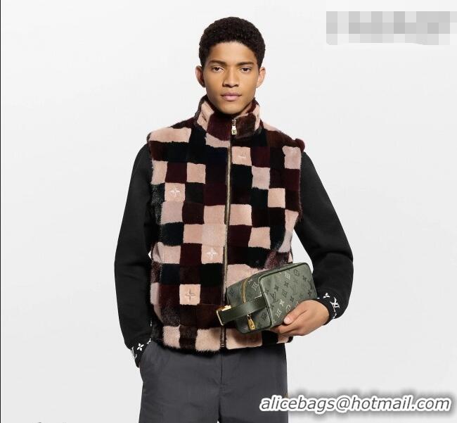 Top Grade Louis Vuitton Men's Dopp Kit Clutch in Khaki Green Monogram Surplus Canvas M26963 2026