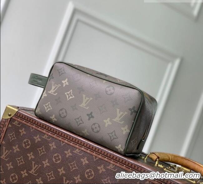 Top Grade Louis Vuitton Men's Dopp Kit Clutch in Khaki Green Monogram Surplus Canvas M26963 2026