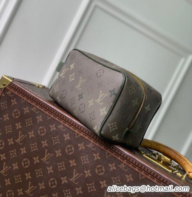 Top Grade Louis Vuitton Men's Dopp Kit Clutch in Khaki Green Monogram Surplus Canvas M26963 2026