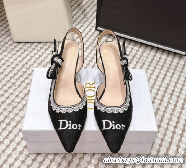 Top Design Dior J'Adior Pump 6.5cm Heel in Black Dior Oblique Embroidered Cotton and White Lace 6012233 2026