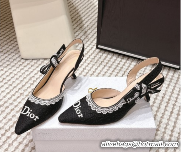 Top Design Dior J'Adior Pump 6.5cm Heel in Black Dior Oblique Embroidered Cotton and White Lace 6012233 2026