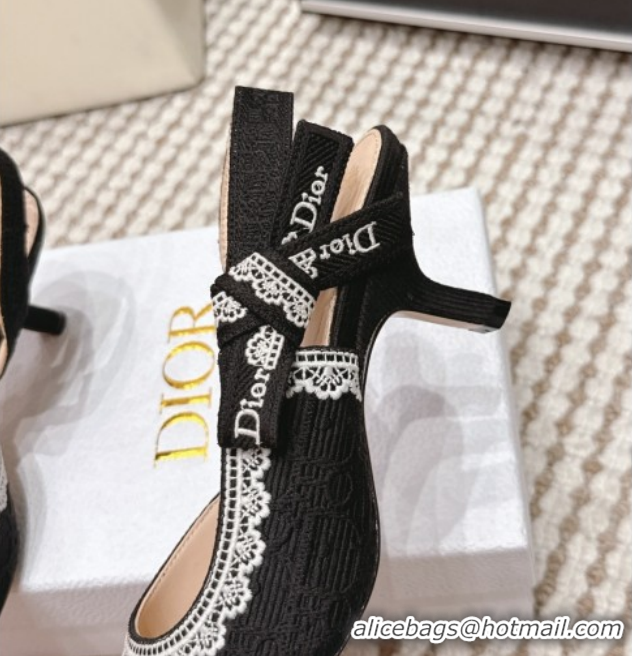 Top Design Dior J'Adior Pump 6.5cm Heel in Black Dior Oblique Embroidered Cotton and White Lace 6012233 2026