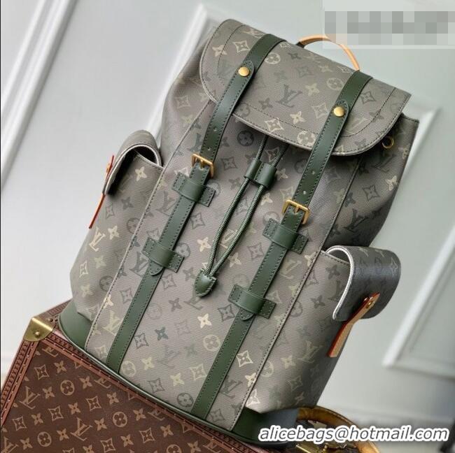 Big Discount Louis Vuitton Men's Christopher MM Backpack Bag in Khaki Green Monogram Surplus Canvas M27080 2026
