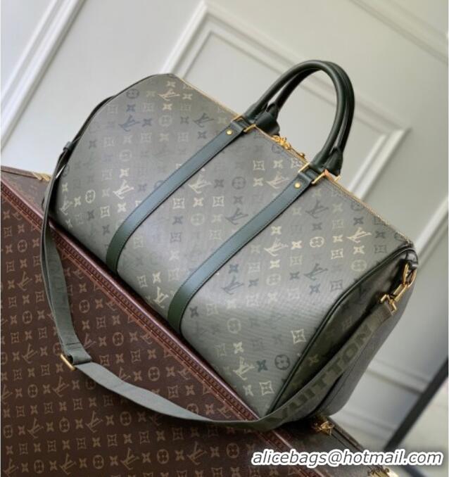 Famous Brand Louis Vuitton Men's Keepall Bandoulière 50 Travel Bag in Khaki Green Monogram Surplus Canvas M26959 2026