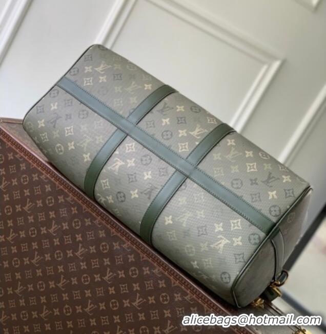 Famous Brand Louis Vuitton Men's Keepall Bandoulière 50 Travel Bag in Khaki Green Monogram Surplus Canvas M26959 2026