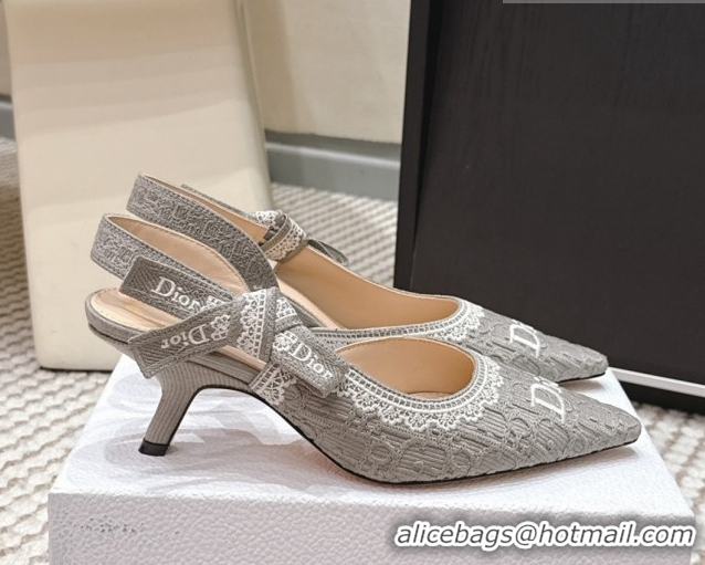 Purchase Dior J'Adior Pump 6.5cm Heel in Grey Dior Oblique Embroidered Cotton and White Lace 6012235 2026