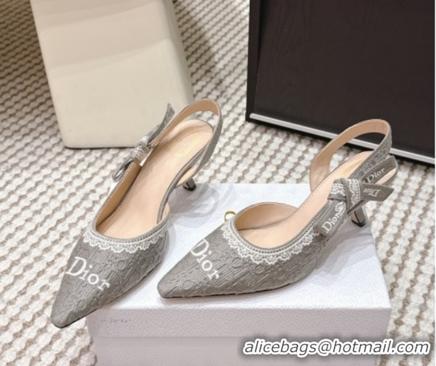 Purchase Dior J'Adior Pump 6.5cm Heel in Grey Dior Oblique Embroidered Cotton and White Lace 6012235 2026