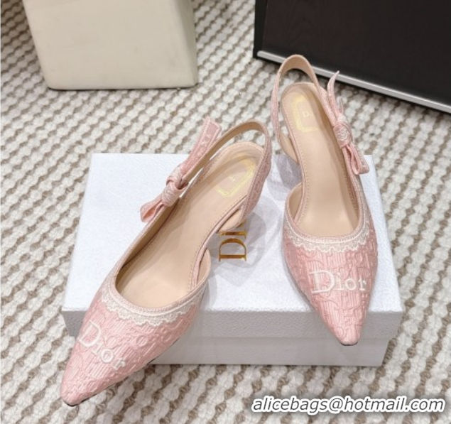 Stylish Dior J'Adior Pump 6.5cm Heel in Pink Dior Oblique Embroidered Cotton and White Lace 6012236 2026