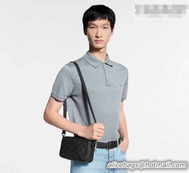 Super Quality Louis Vuitton Men's Trocadéro Wearable Wallet Mini Bag in Black Monogram Shadow Leather M26737 2026