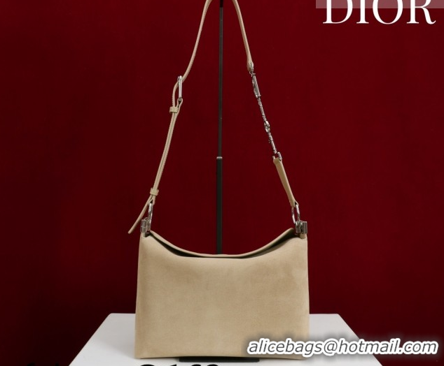 Classic Hot Dior Suede Small Shoulder Bag Beige/Silver S1411 0124001 2026