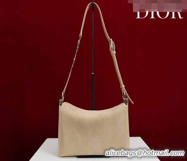 Classic Hot Dior Suede Small Shoulder Bag Beige/Silver S1411 0124001 2026