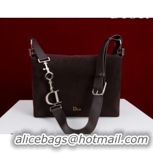 Grade Quality Dior Suede Small Shoulder Bag Dark Brown/Gold S1411 0124007 2026