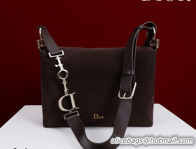 Grade Quality Dior Suede Small Shoulder Bag Dark Brown/Gold S1411 0124007 2026