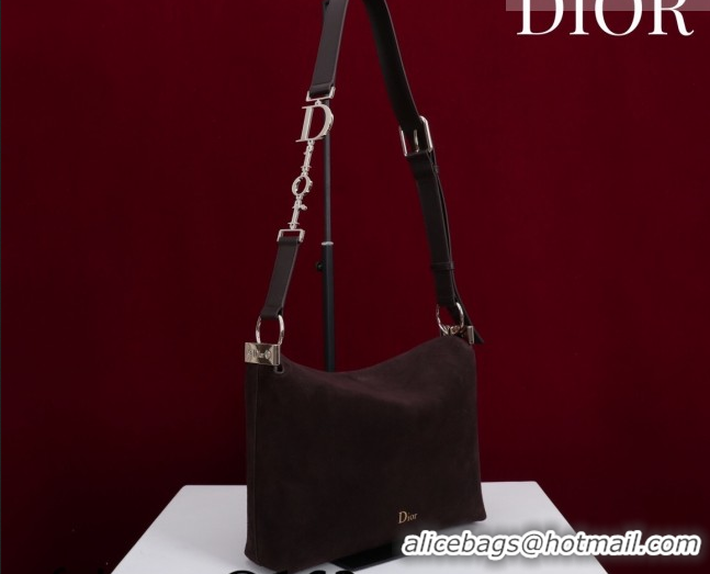 Grade Quality Dior Suede Small Shoulder Bag Dark Brown/Gold S1411 0124007 2026