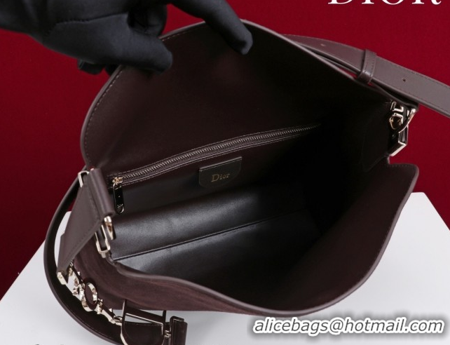 Grade Quality Dior Suede Small Shoulder Bag Dark Brown/Gold S1411 0124007 2026