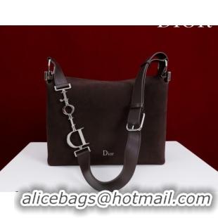 Best Grade Dior Suede Small Shoulder Bag Dark Brown/Silver S1411 0124008 2026