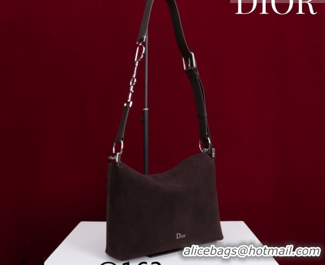 Best Grade Dior Suede Small Shoulder Bag Dark Brown/Silver S1411 0124008 2026