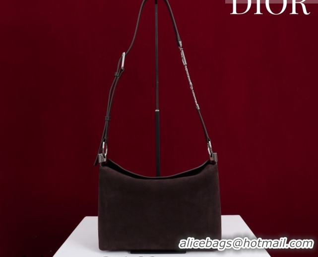 Best Grade Dior Suede Small Shoulder Bag Dark Brown/Silver S1411 0124008 2026