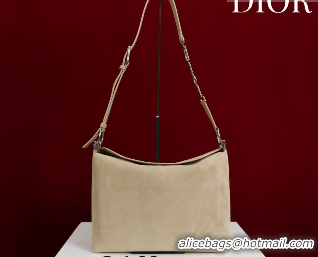 Crafted Dior Suede Medium Shoulder Bag M14142 Beige/Silver 2026