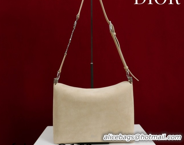 Crafted Dior Suede Medium Shoulder Bag M14142 Beige/Silver 2026