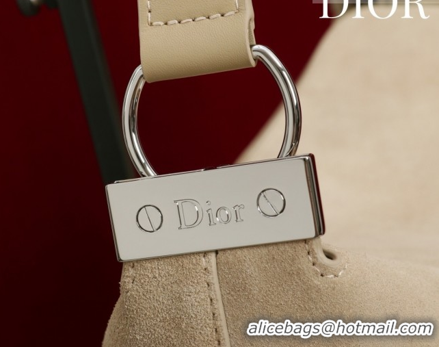 Crafted Dior Suede Medium Shoulder Bag M14142 Beige/Silver 2026