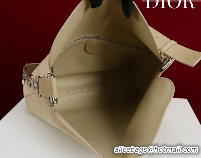 Crafted Dior Suede Medium Shoulder Bag M14142 Beige/Silver 2026