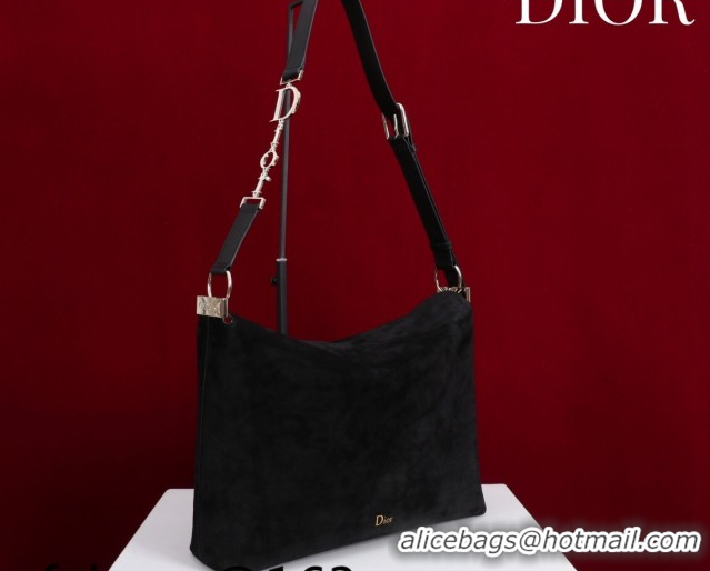 Good Quality Dior Suede Medium Shoulder Bag M14142 Black/Gold 2026