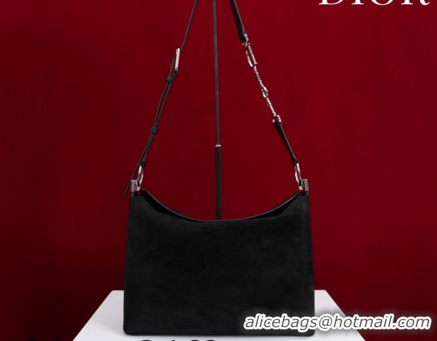 Purchase Dior Suede Medium Shoulder Bag M14142 Black/Silver 2026
