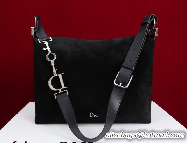 Purchase Dior Suede Medium Shoulder Bag M14142 Black/Silver 2026