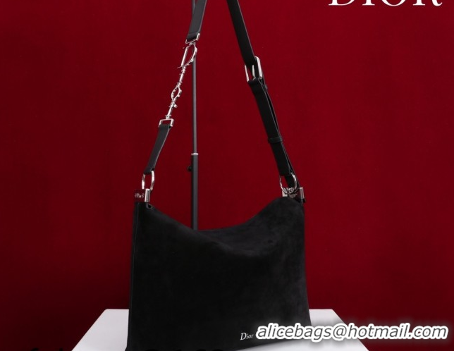 Purchase Dior Suede Medium Shoulder Bag M14142 Black/Silver 2026