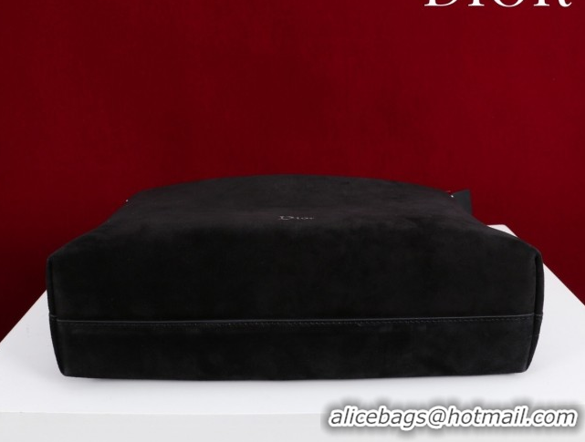 Purchase Dior Suede Medium Shoulder Bag M14142 Black/Silver 2026