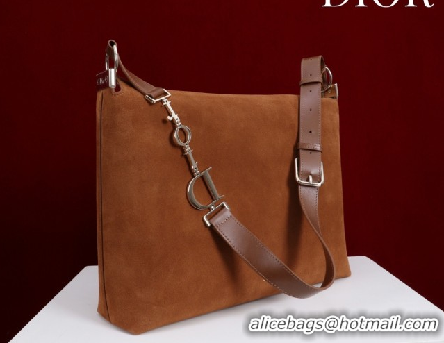 Luxury Dior Suede Medium Shoulder Bag M14142 Caramel/Gold 2026