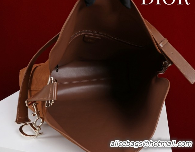 Luxury Dior Suede Medium Shoulder Bag M14142 Caramel/Gold 2026