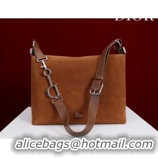 Discount Dior Suede Medium Shoulder Bag M14142 Caramel/Silver 2026